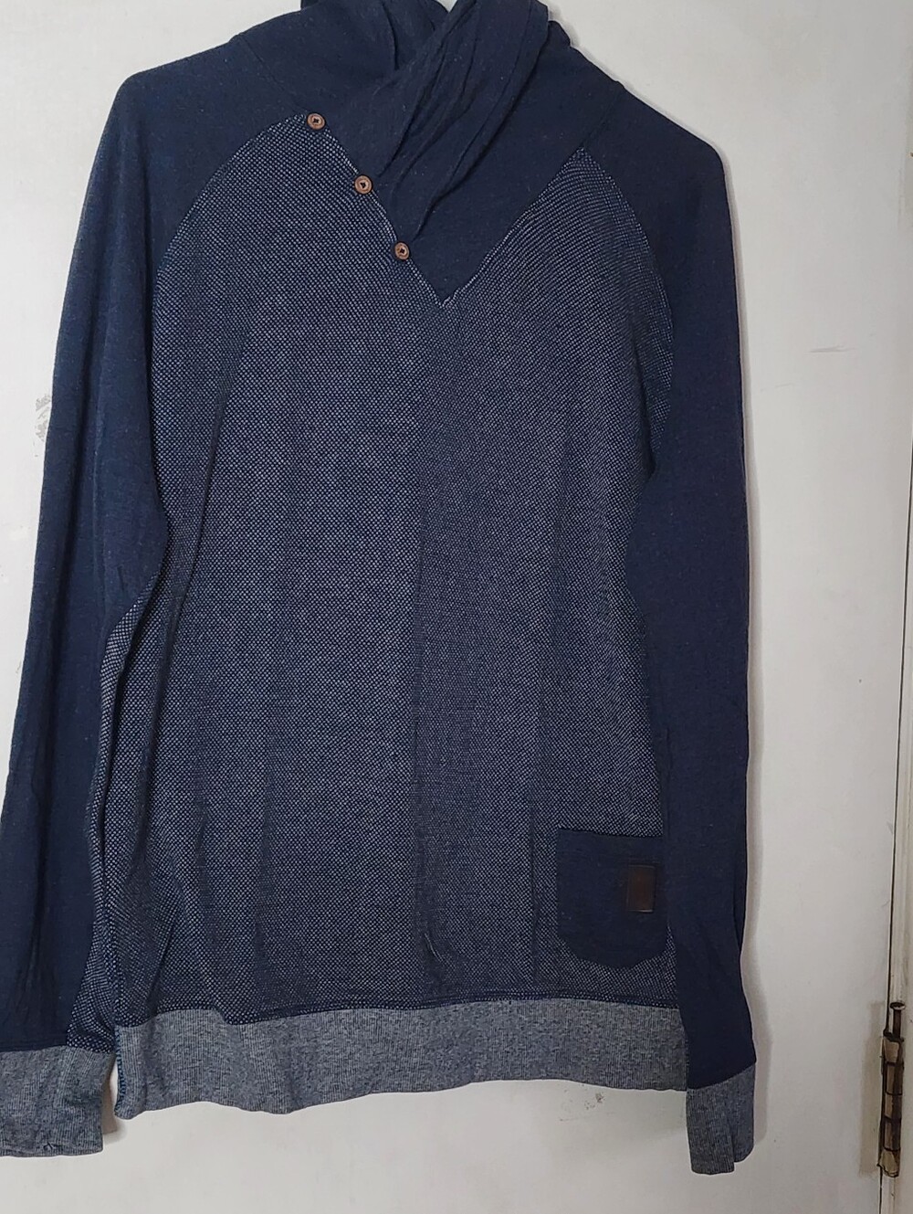 Revelation Men's Navy Two-Tone Buttoned Turtleneck Sweater